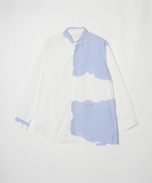 meagratia×THOMAS MASON Striped frayed shirt