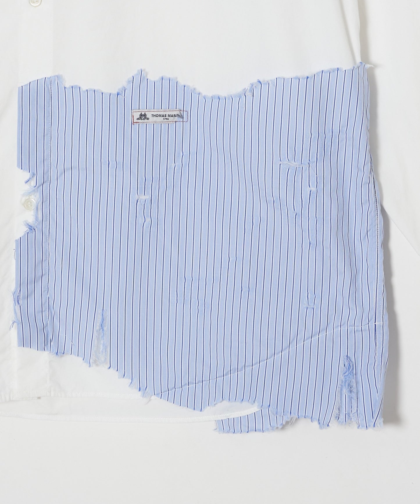 meagratia×THOMAS MASON Striped frayed shirt
