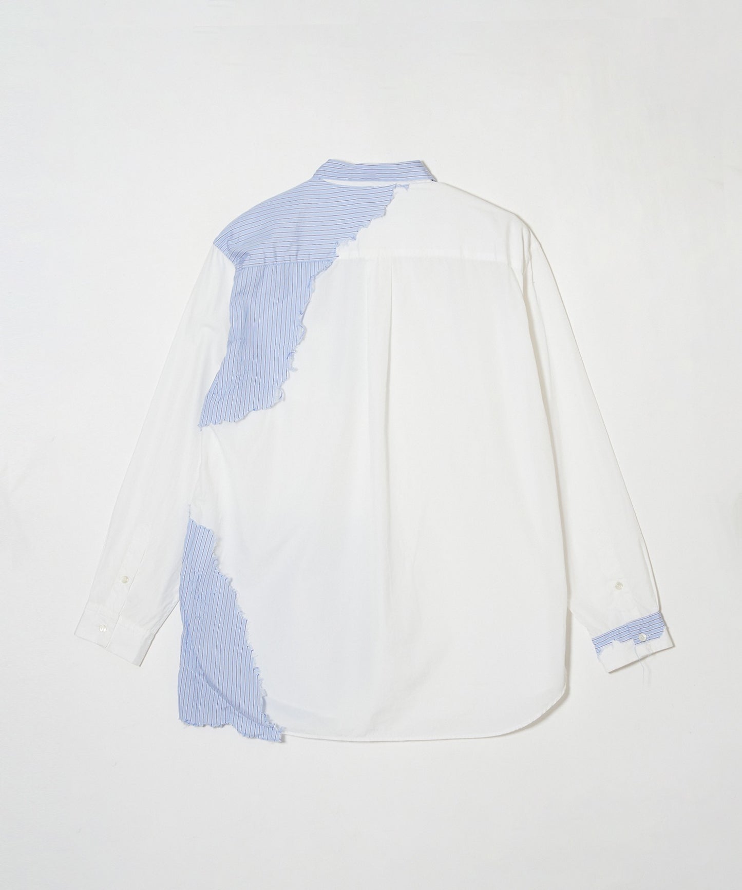 meagratia×THOMAS MASON Striped frayed shirt