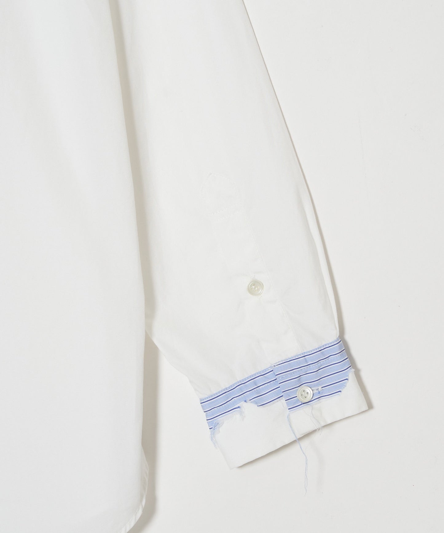 meagratia×THOMAS MASON Striped frayed shirt