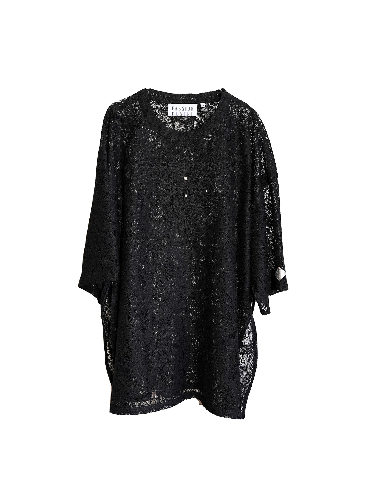 el conductorH CORD EMBROIDERED PAISLEY LACE S/S T-SHIRT