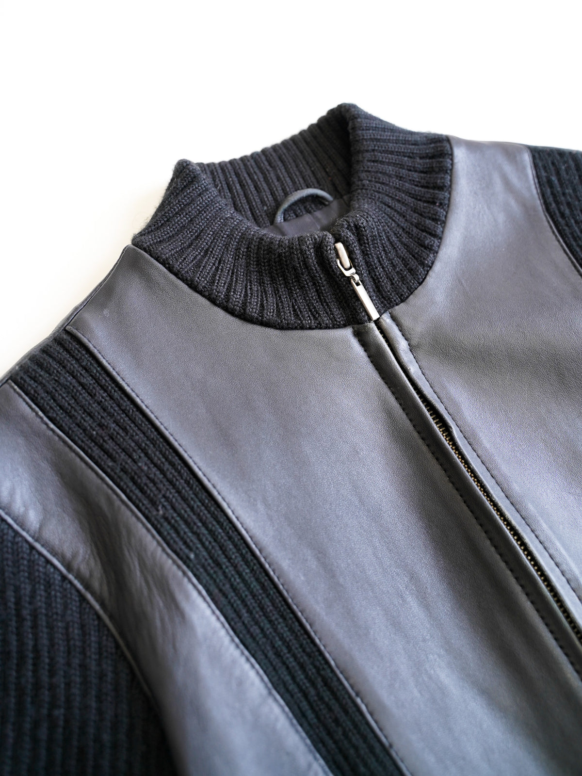 【GENDERLESS】Leather×Knit Zip Blouson