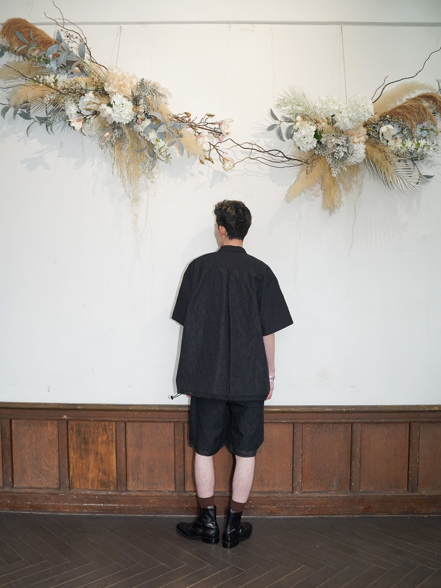 meagratia Embossing S/S open collar SH