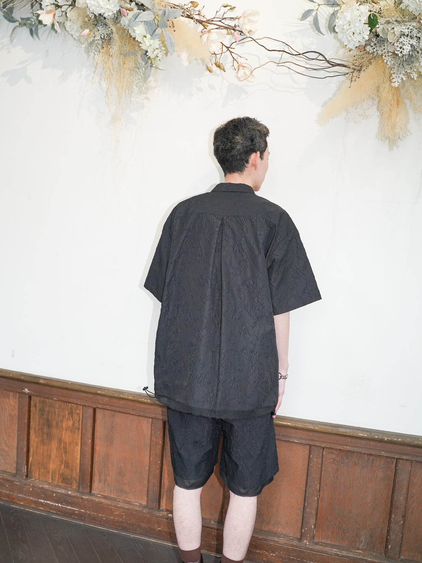 meagratia Embossing S/S open collar SH