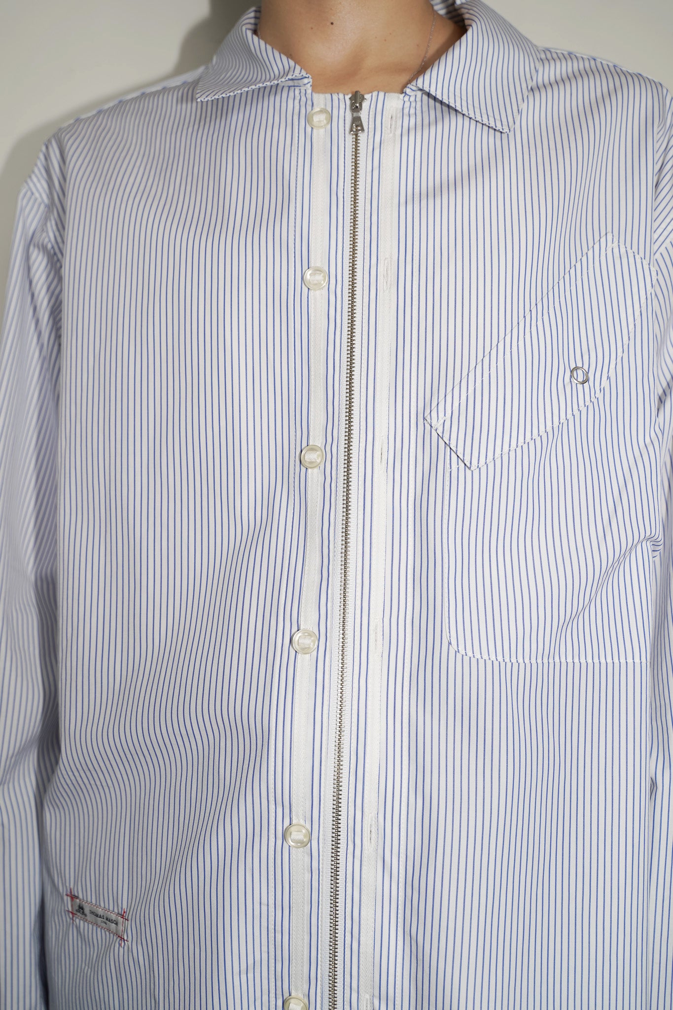 meagratia×THOMAS MASON Stripe zip-up 2way shirt