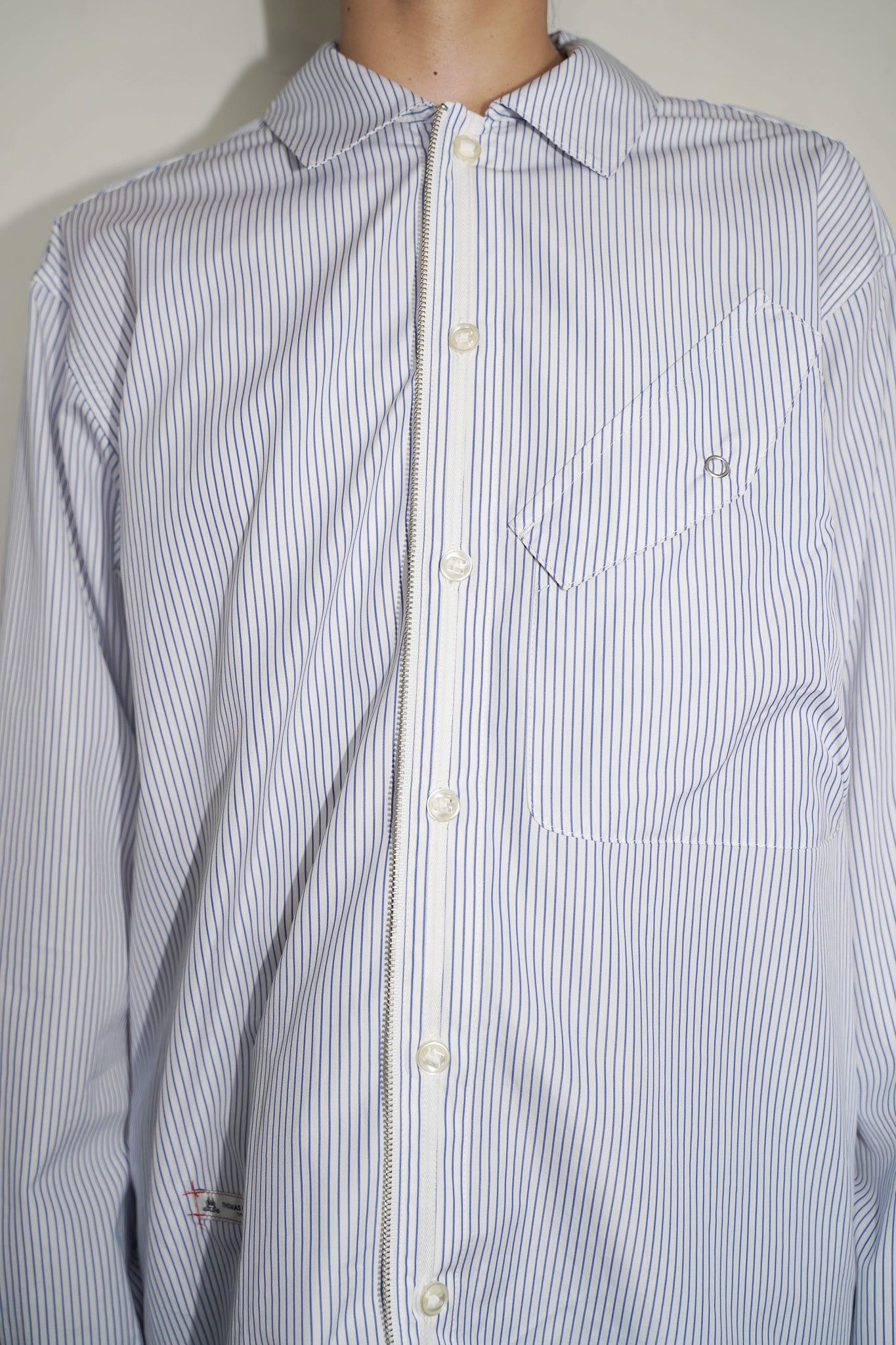 meagratia×THOMAS MASON Stripe zip-up 2way shirt