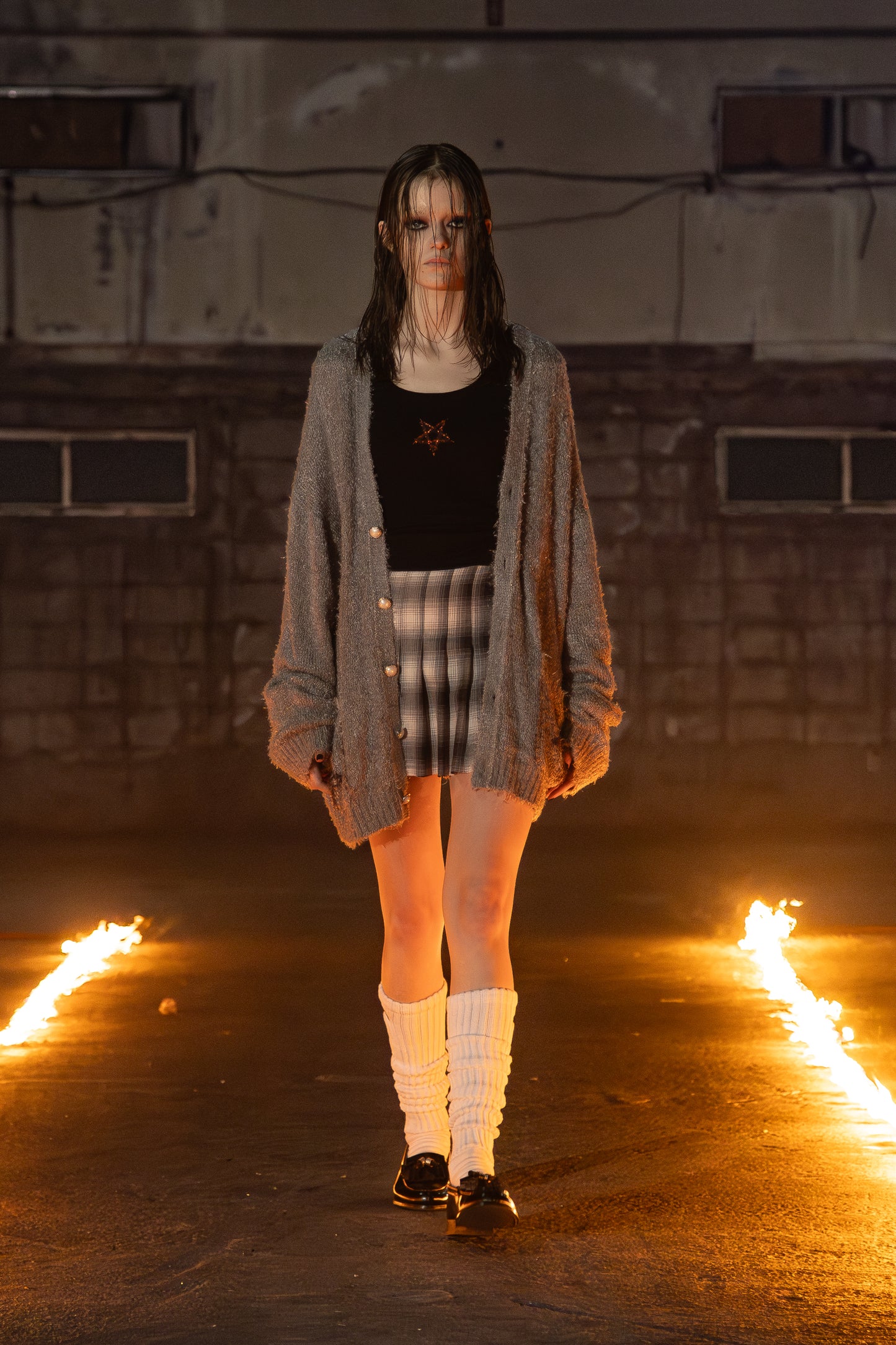 el conductorH SHAGGY KNIT CARDIGAN 'PENTAGRAM'