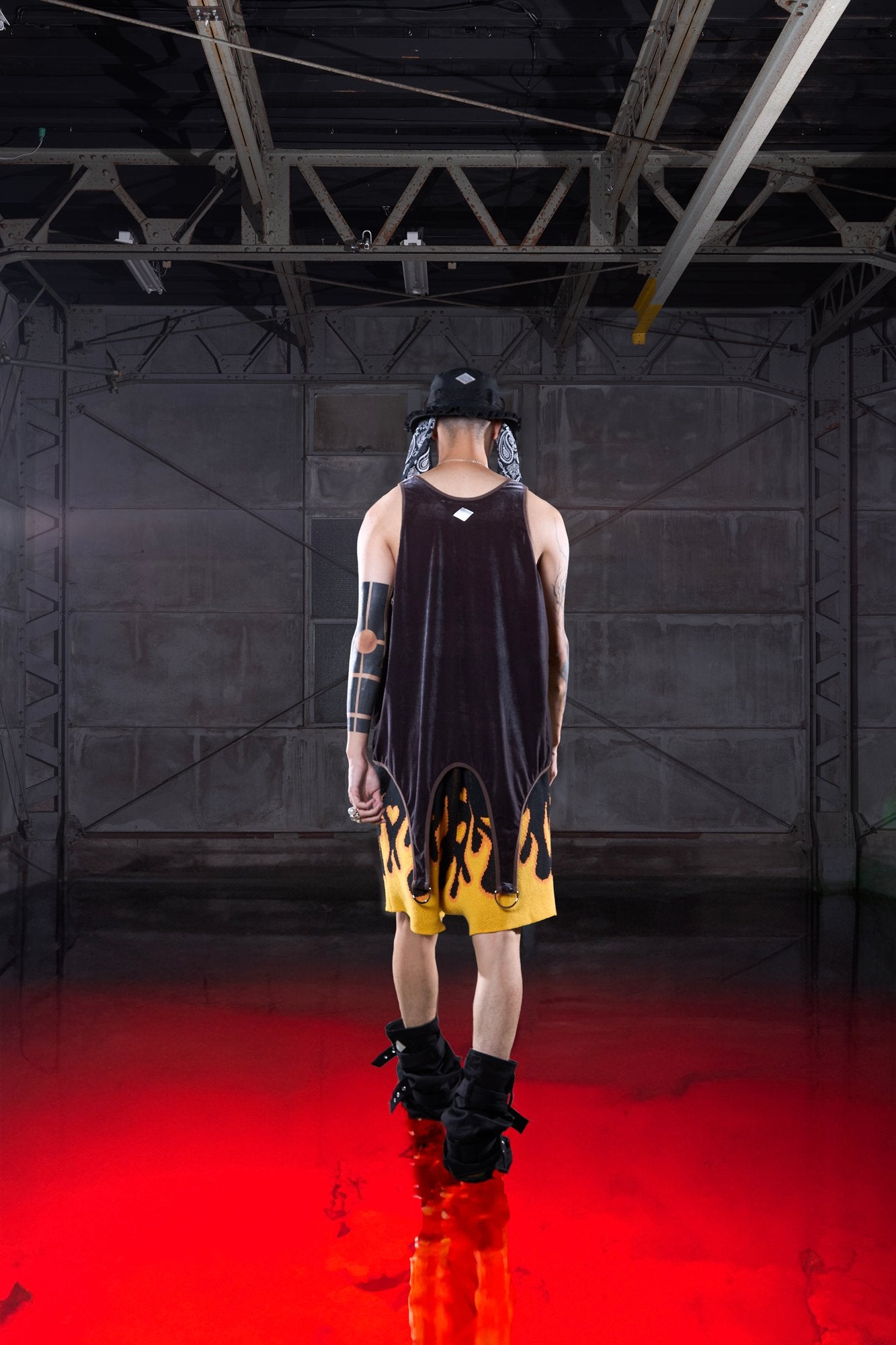 el conductorH COTTON KNIT FLAME PATTERN SHORTS