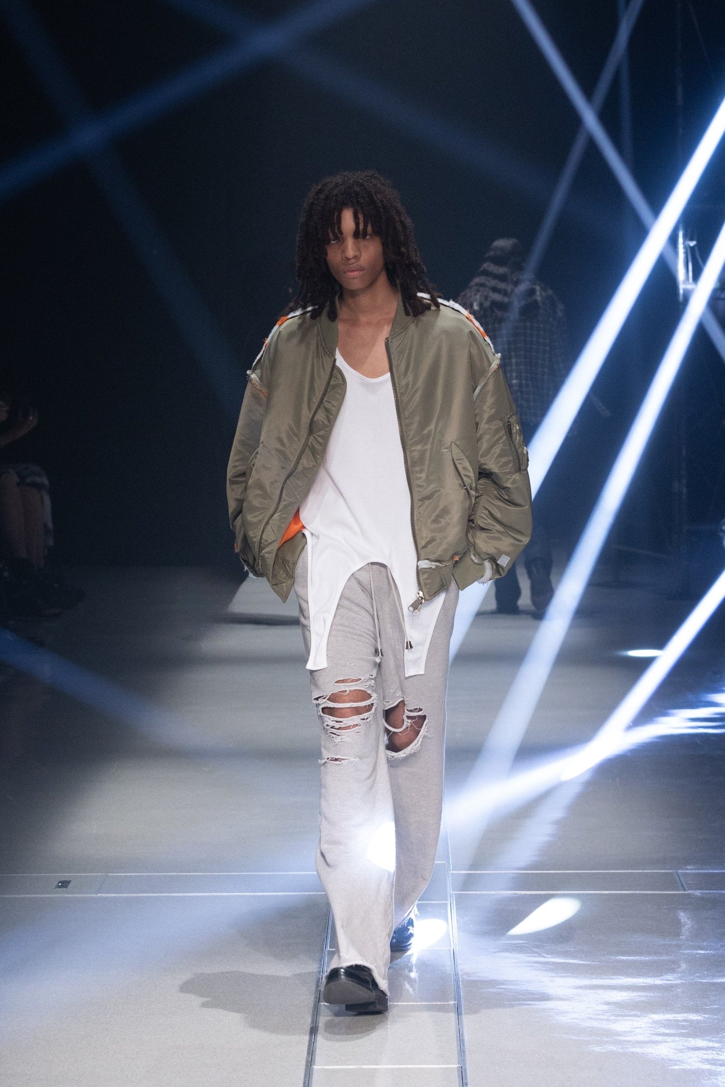 el conductorH DISTRESSED COTTON JERSEY TROUSERS