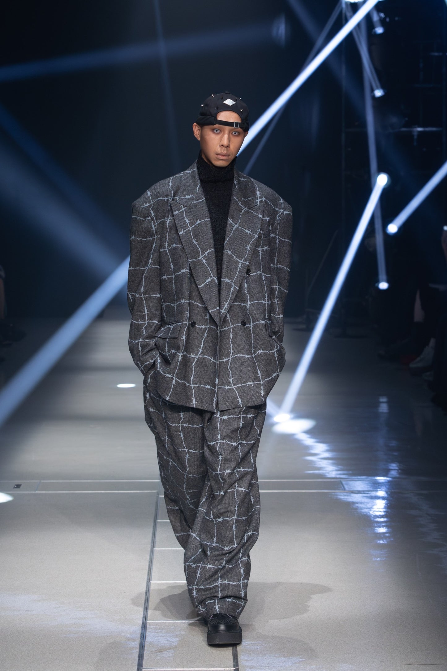 el conductorH WIRE CHECK WIDE TROUSERS