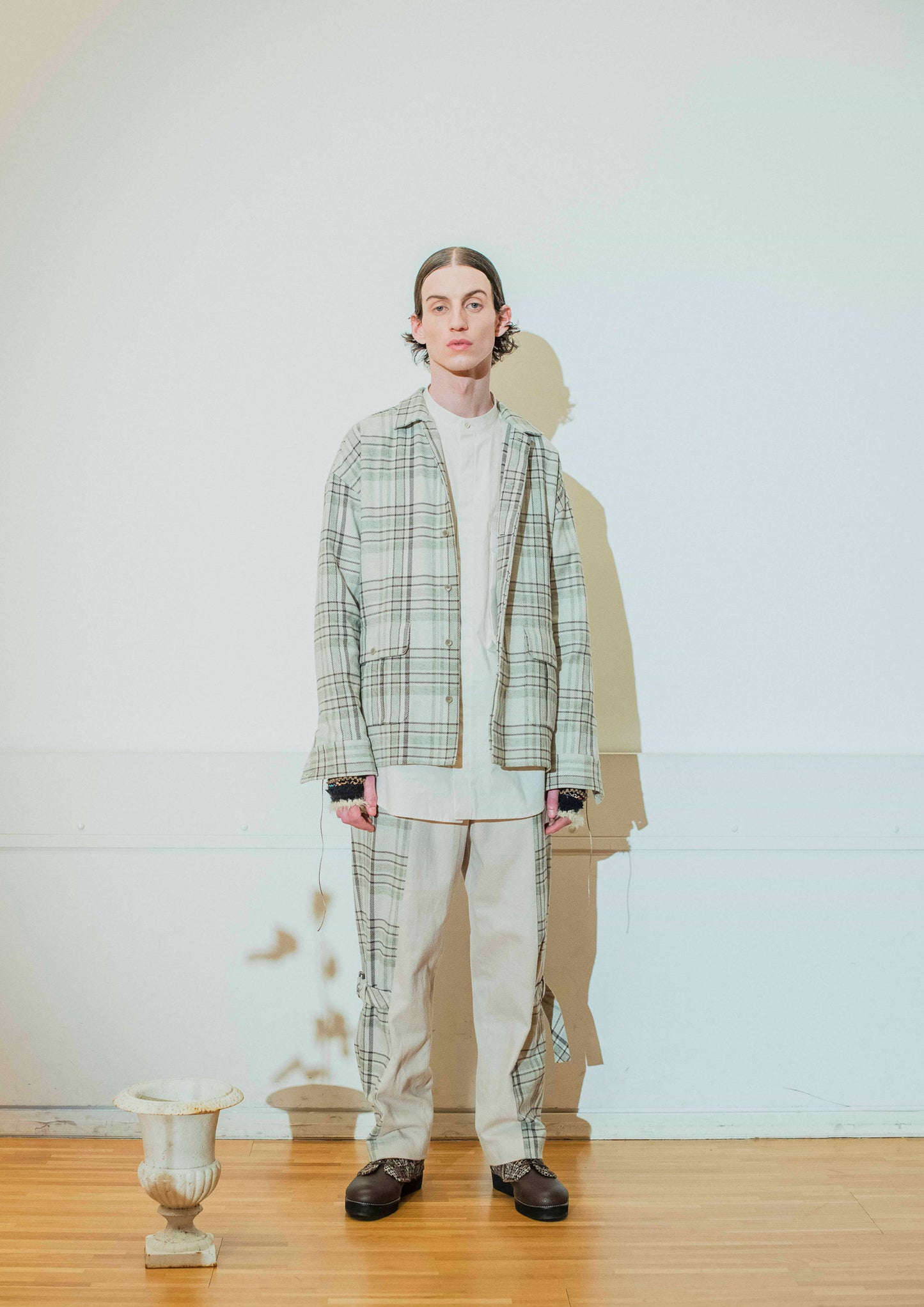 meagratia check zip shirt