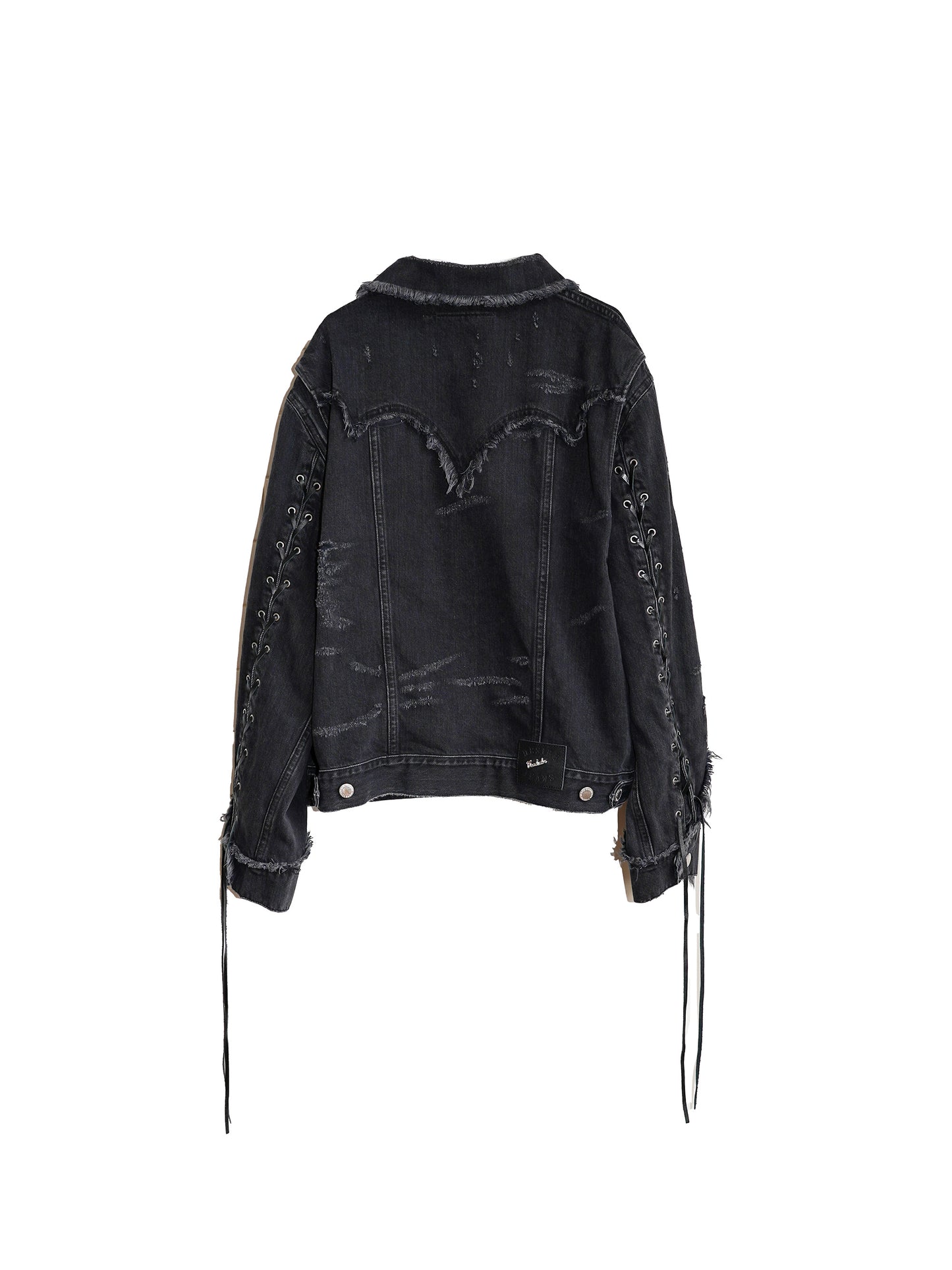 el conductorH LACE UP SLEEVE DISTRESSED JEAN JKT