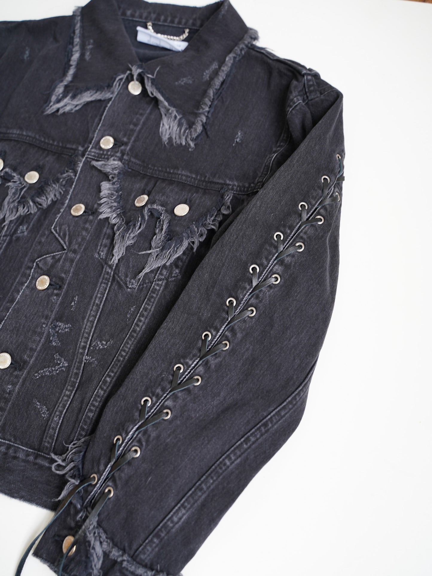 el conductorH LACE UP SLEEVE DISTRESSED JEAN JKT