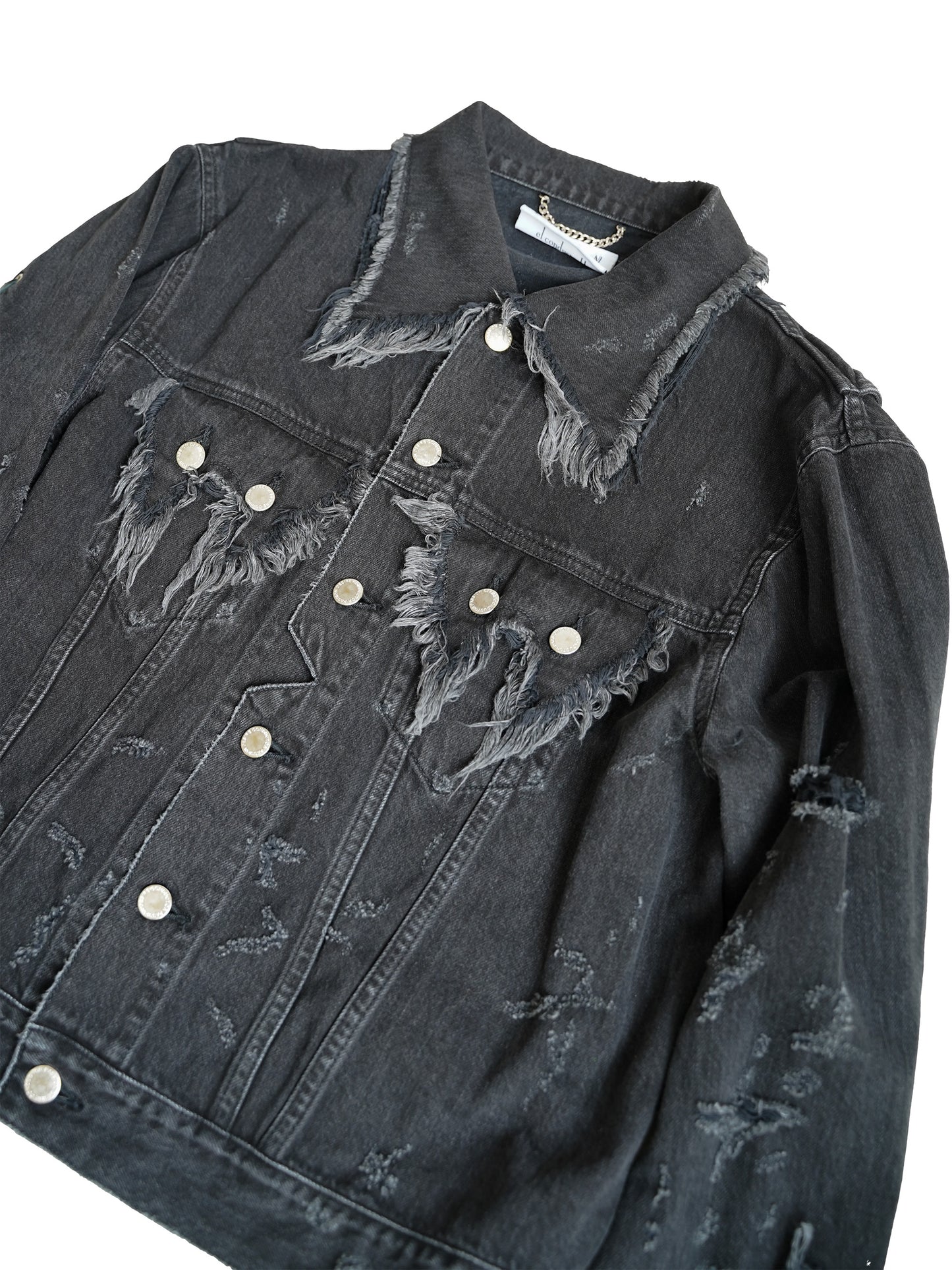 el conductorH LACE UP SLEEVE DISTRESSED JEAN JKT