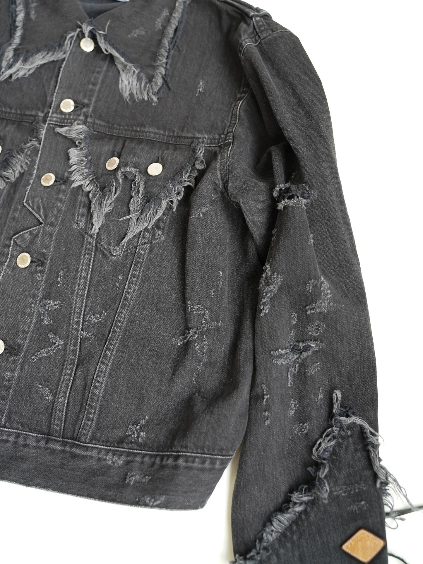 el conductorH LACE UP SLEEVE DISTRESSED JEAN JKT
