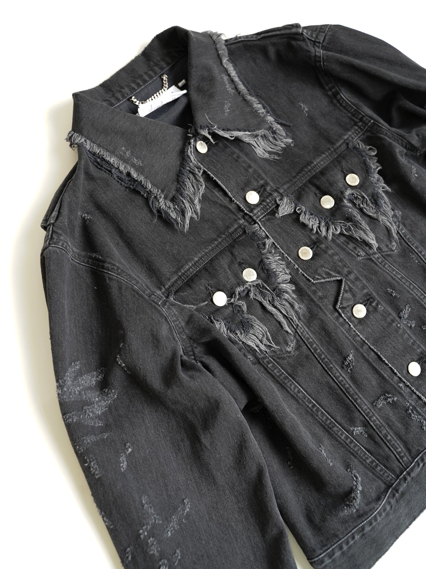 el conductorH LACE UP SLEEVE DISTRESSED JEAN JKT