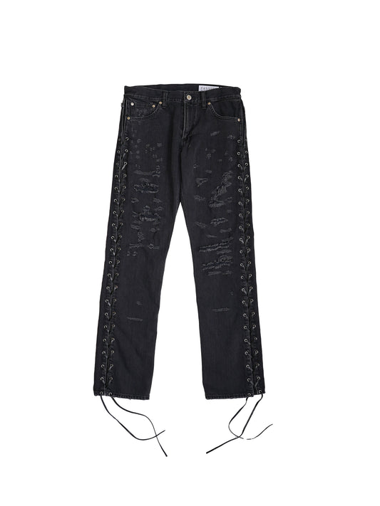 el conductorH LACE UP DISTRESSED JEAN TROUSERS