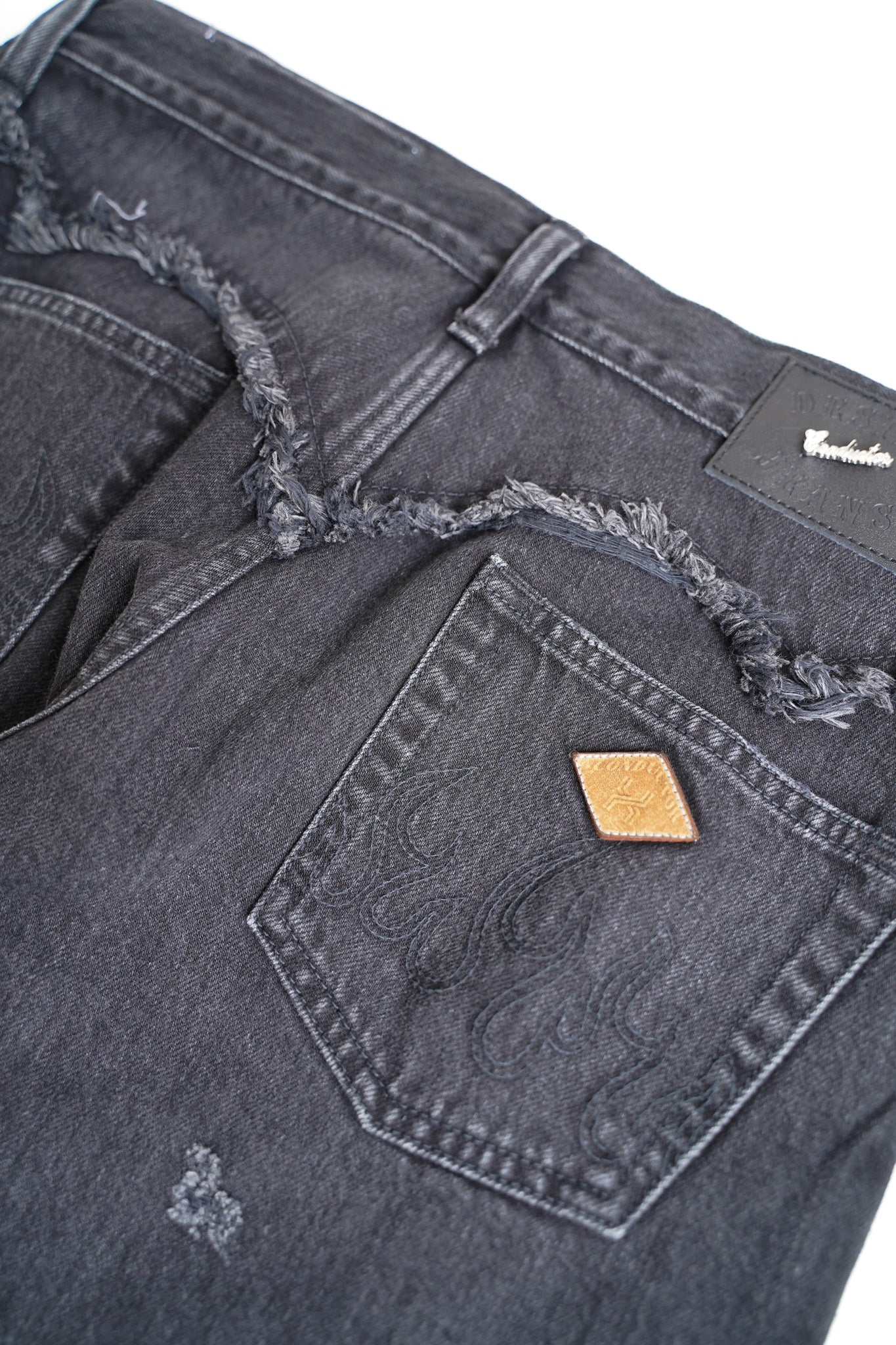 el conductorH LACE UP DISTRESSED JEAN TROUSERS