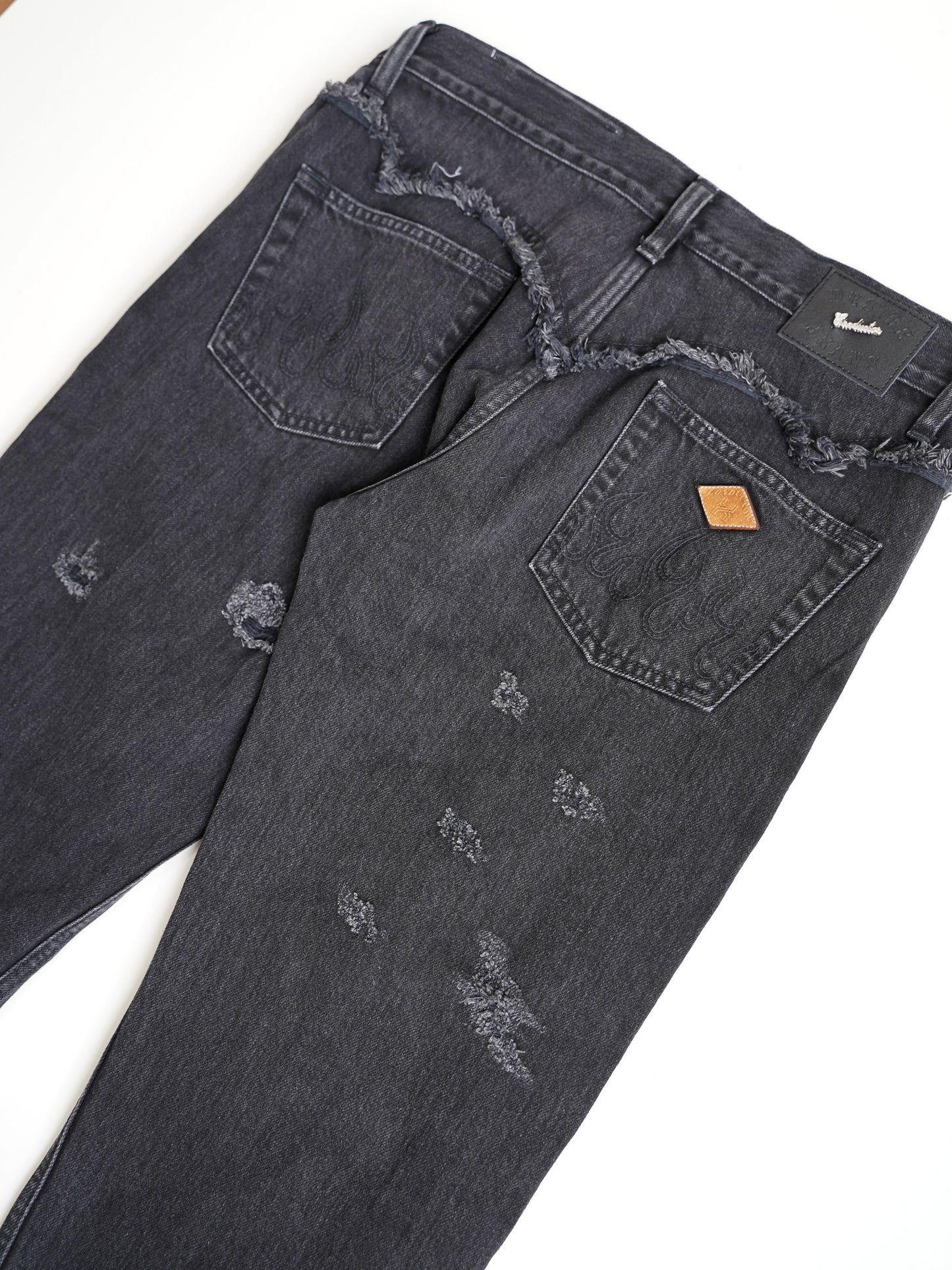 el conductorH LACE UP DISTRESSED JEAN TROUSERS