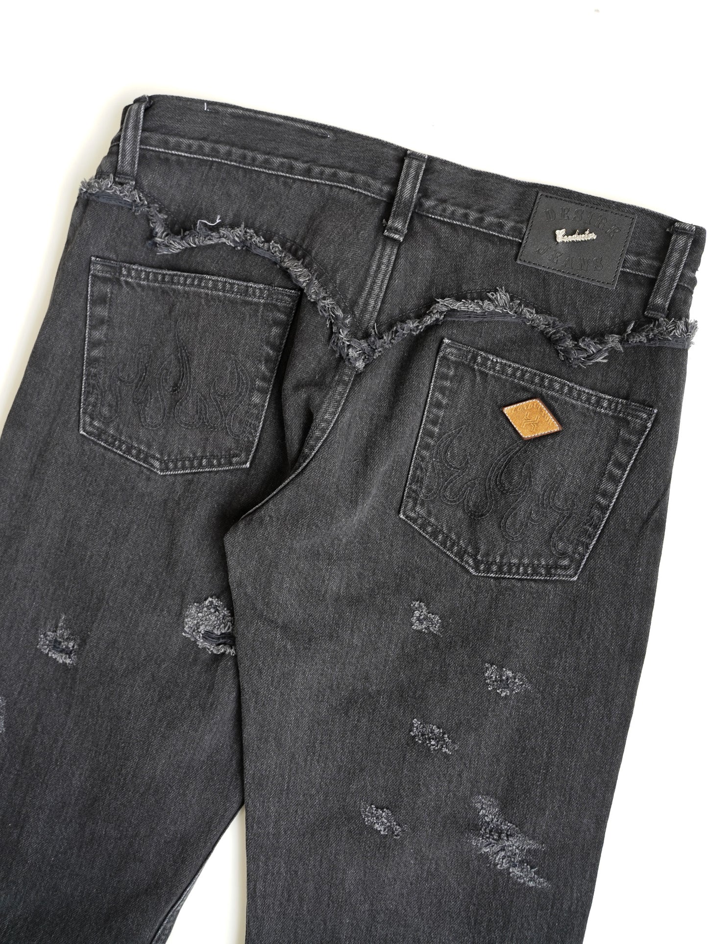 el conductorH LACE UP DISTRESSED JEAN TROUSERS