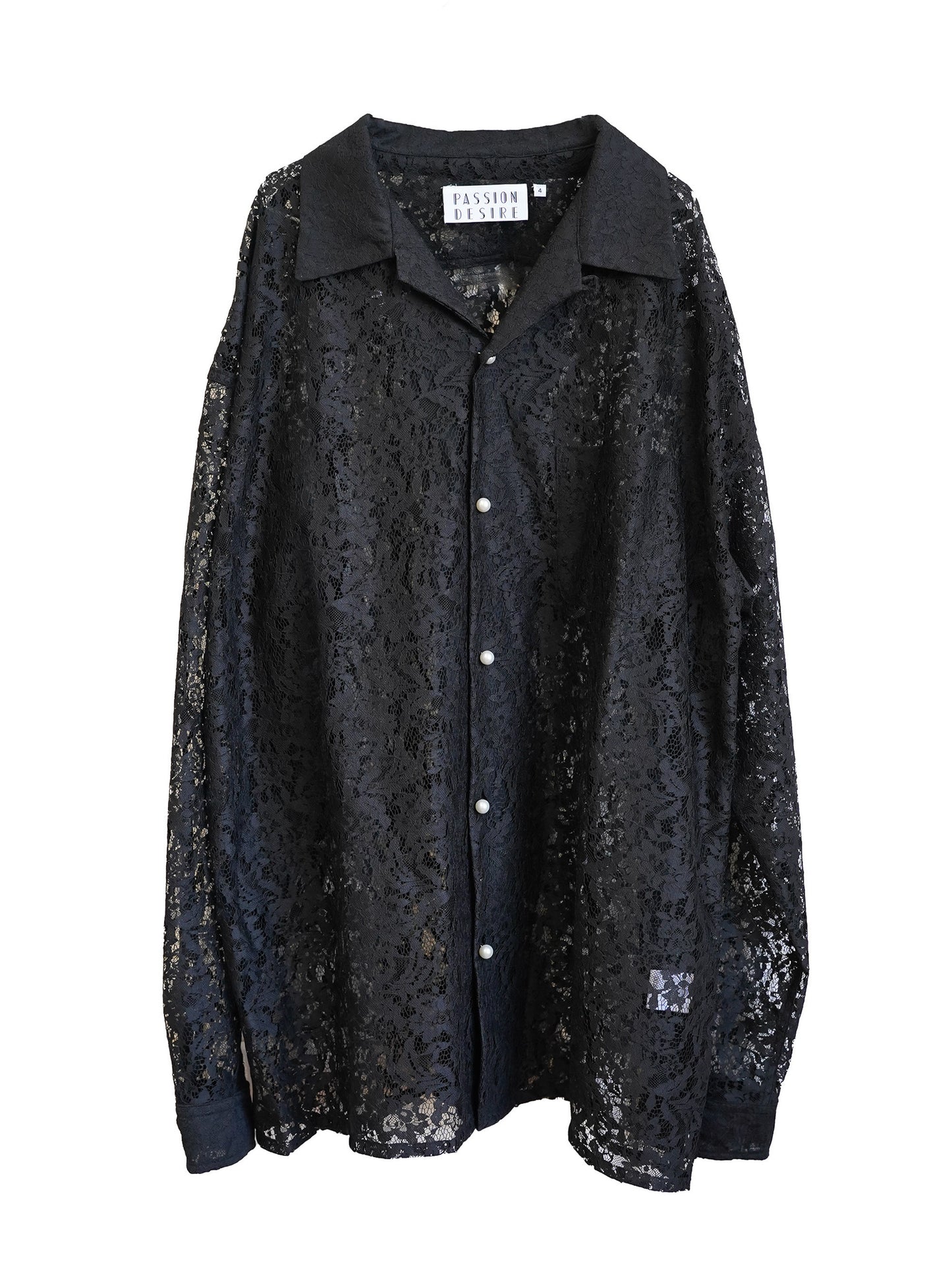 el conductorH FLOWER LACE OPEN COLLAR SHIRT
