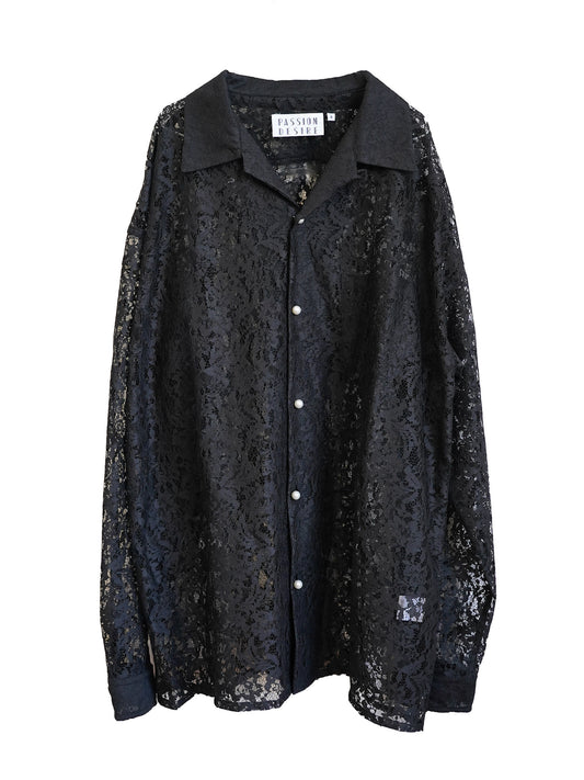 el conductorH FLOWER LACE OPEN COLLAR SHIRT