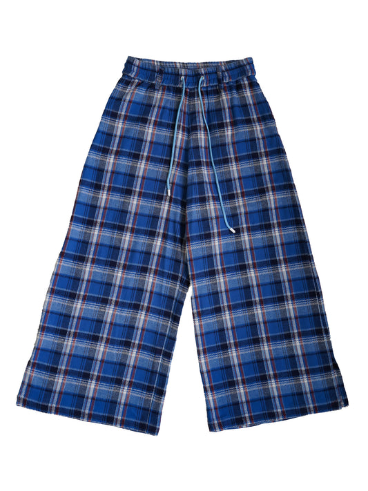 el conductorH COTTON CHECK FLANNEL WIDE TROUSERS
