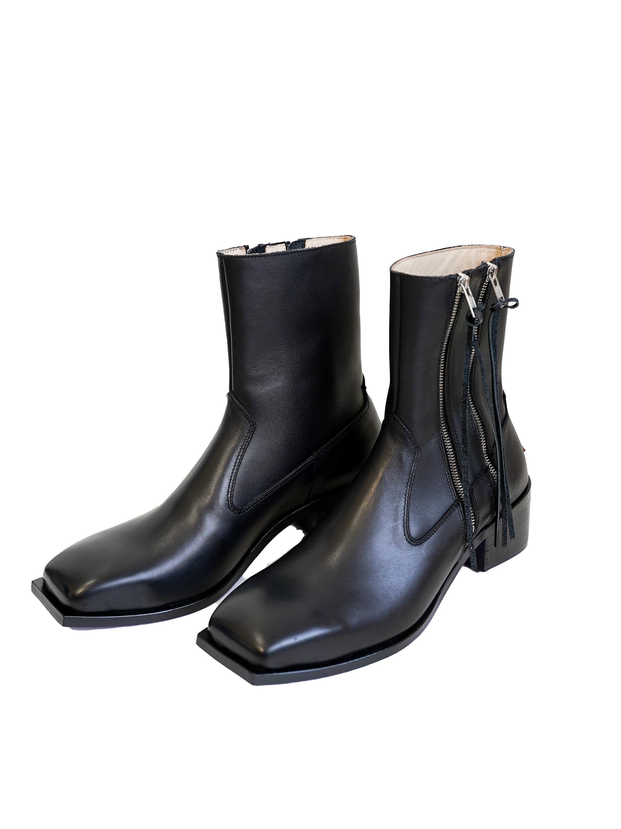 el conductorH SQUARE TOE DOUBLE SIDE ZIP BOOTS – NORANEKO