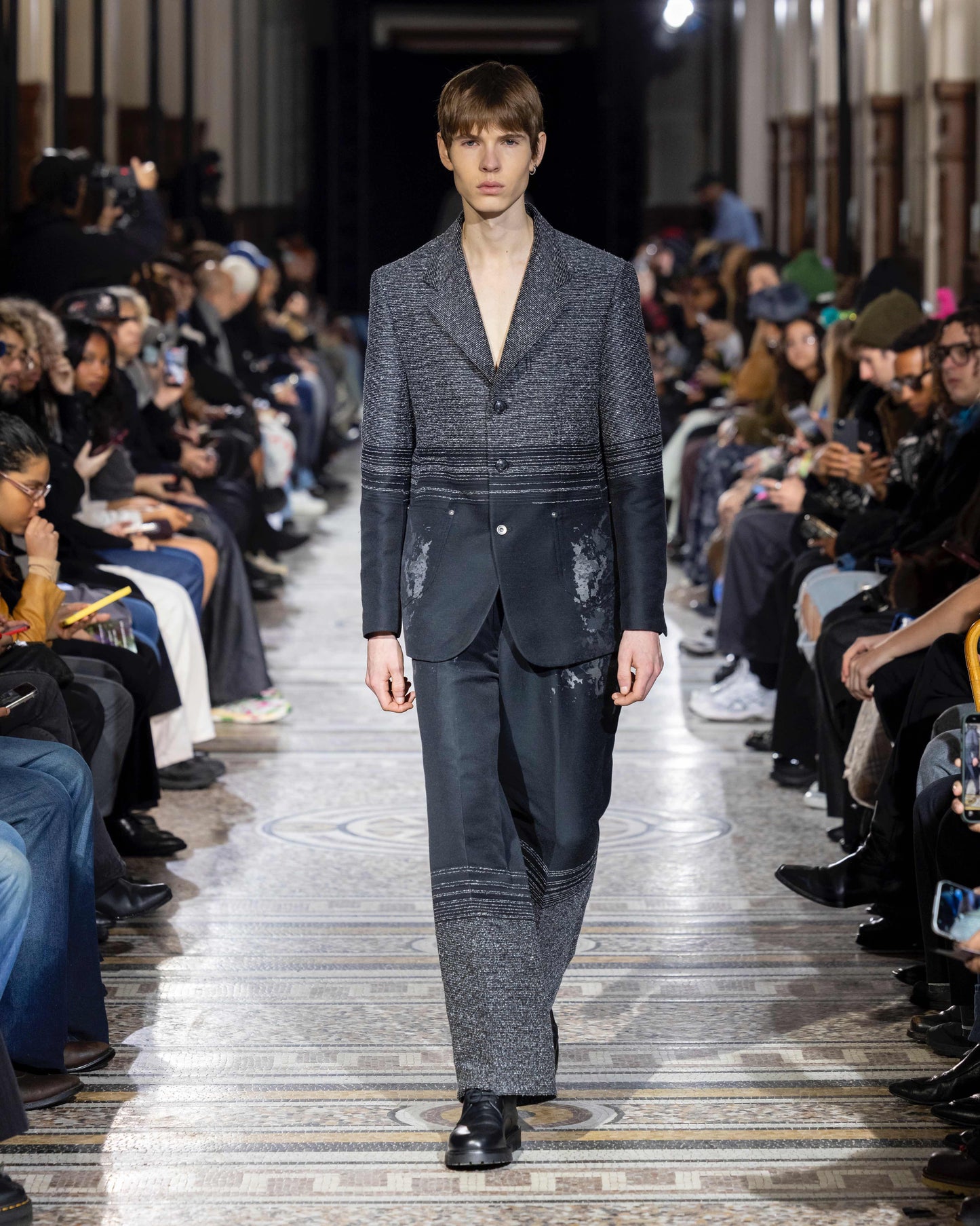 meagratia Gradation jacquard trousers blk