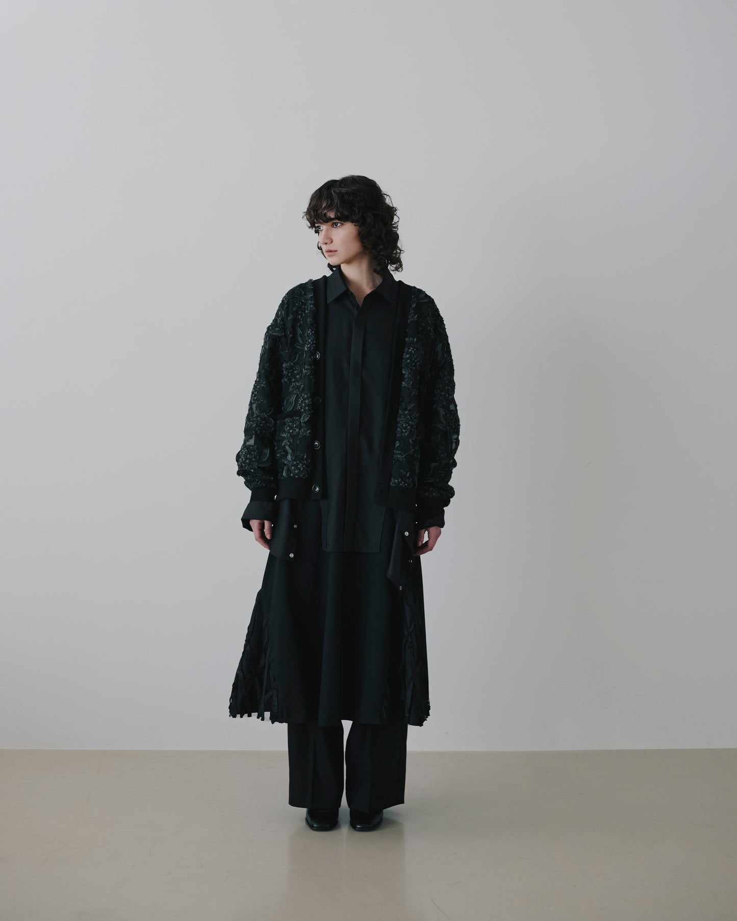 meagratia Mesh jaquard cardigan