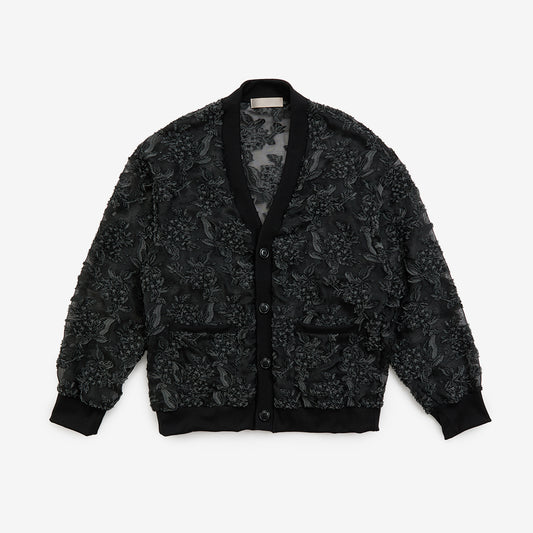 meagratia Mesh jaquard cardigan