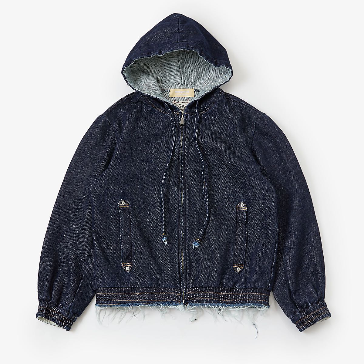 meagratia Loose twist yarn denim zip-up hoodie