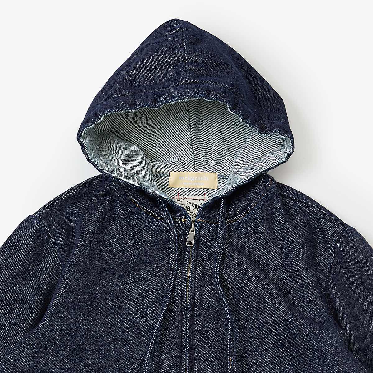 meagratia Loose twist yarn denim zip-up hoodie