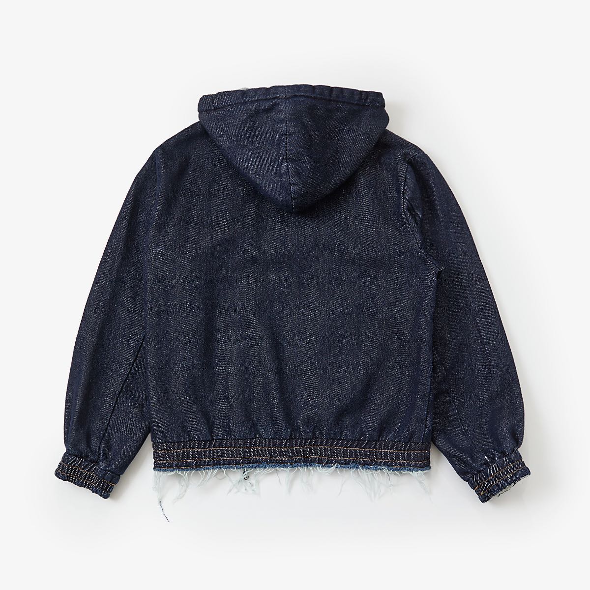 meagratia Loose twist yarn denim zip-up hoodie