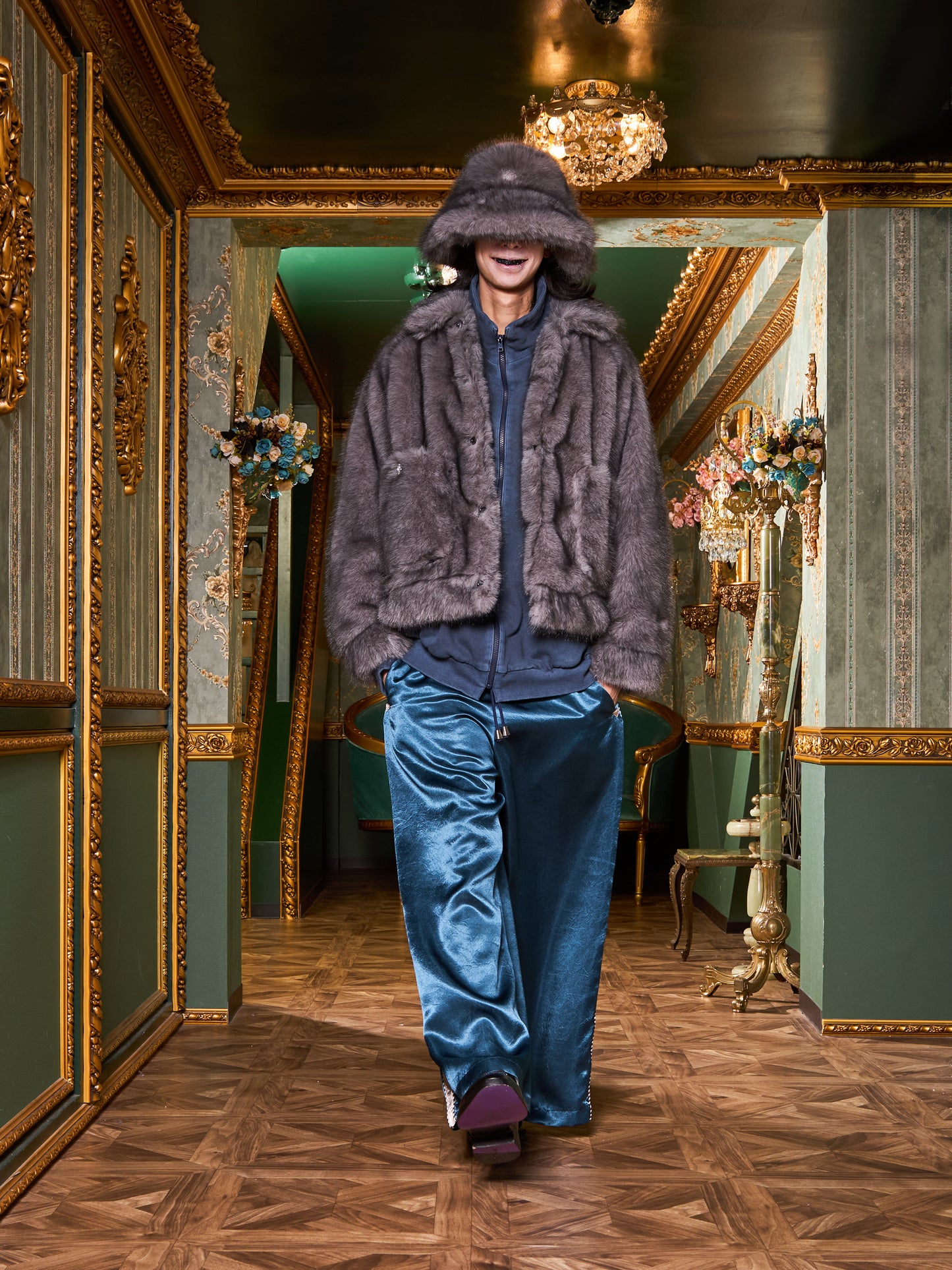 [残り1点]el conductorH SATIN SOUVENIR TROUSERS