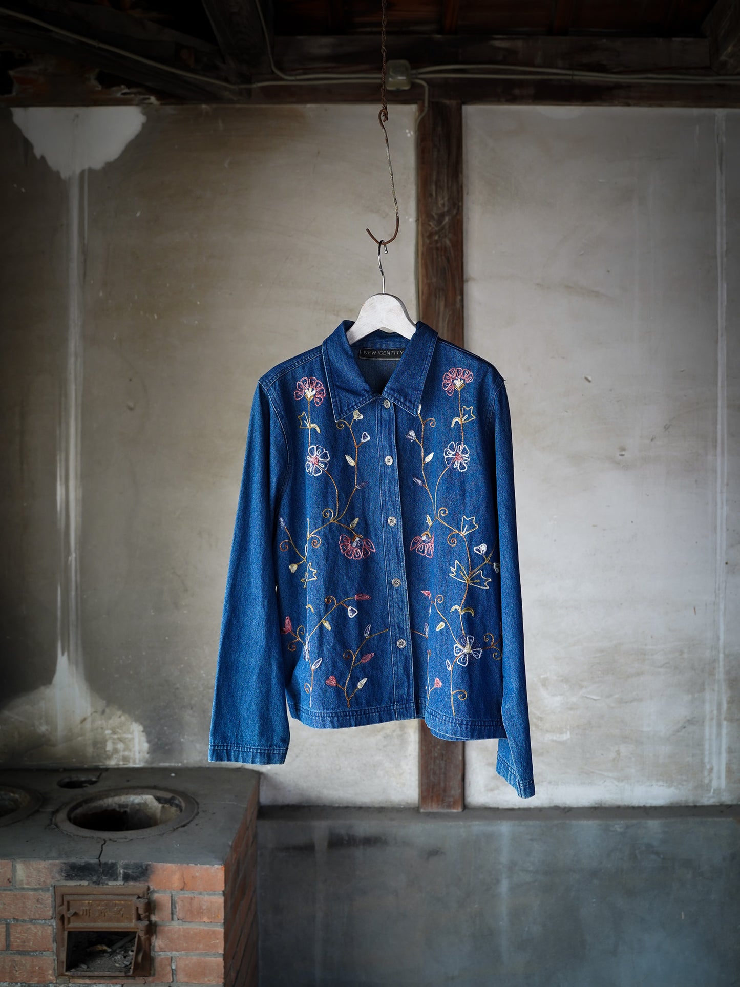 1980s Vintage Flower Embroidery Denim JKT