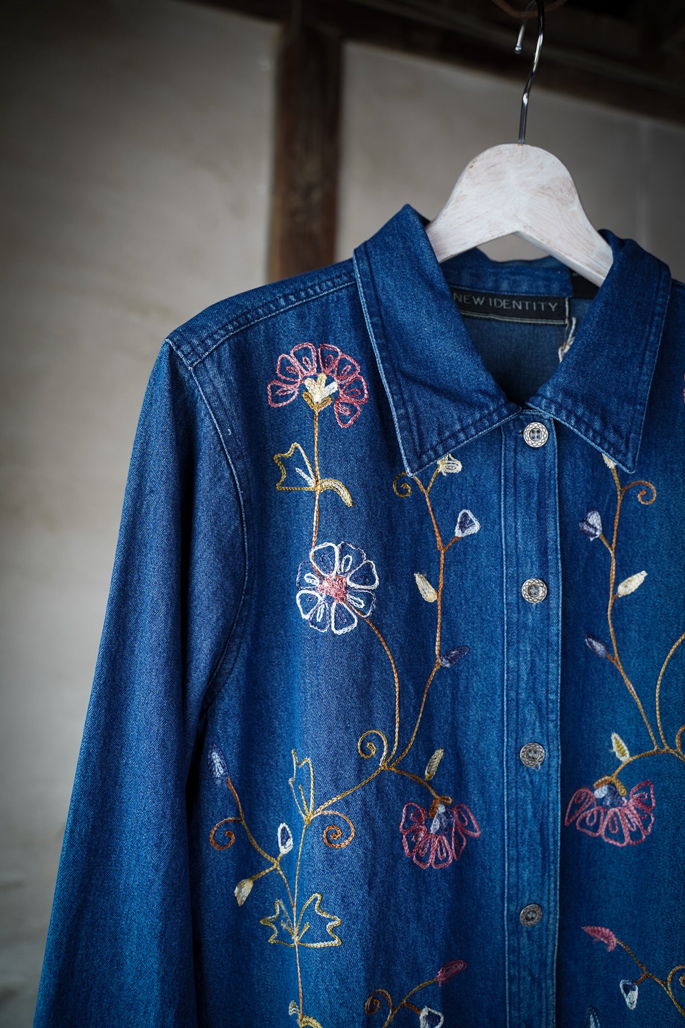 1980s Vintage Flower Embroidery Denim JKT