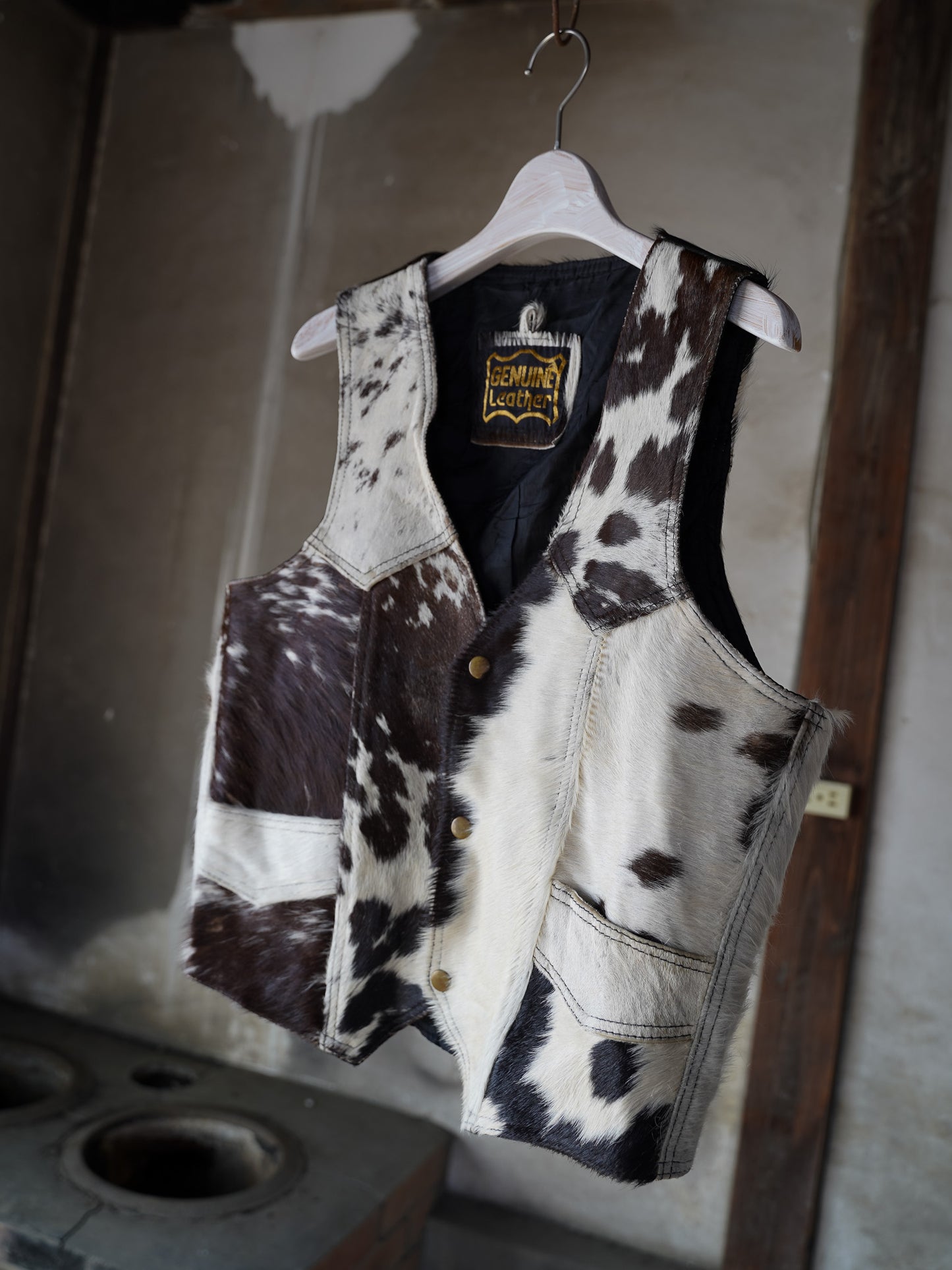 1980s~ Vintage Cow Pattern Leather Vest