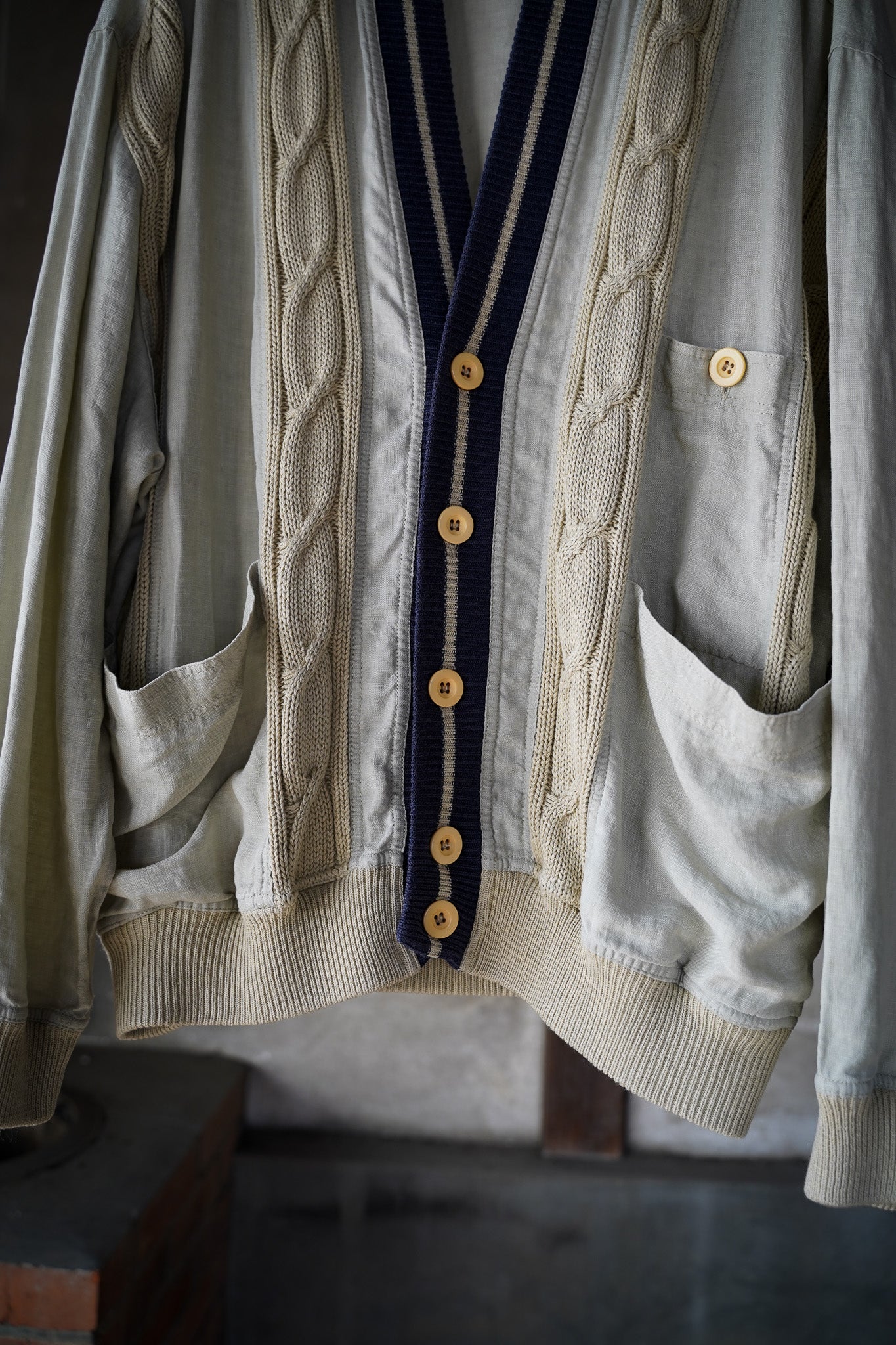 1980s~ Euro Vintage Linen×Cable Knit Blouson