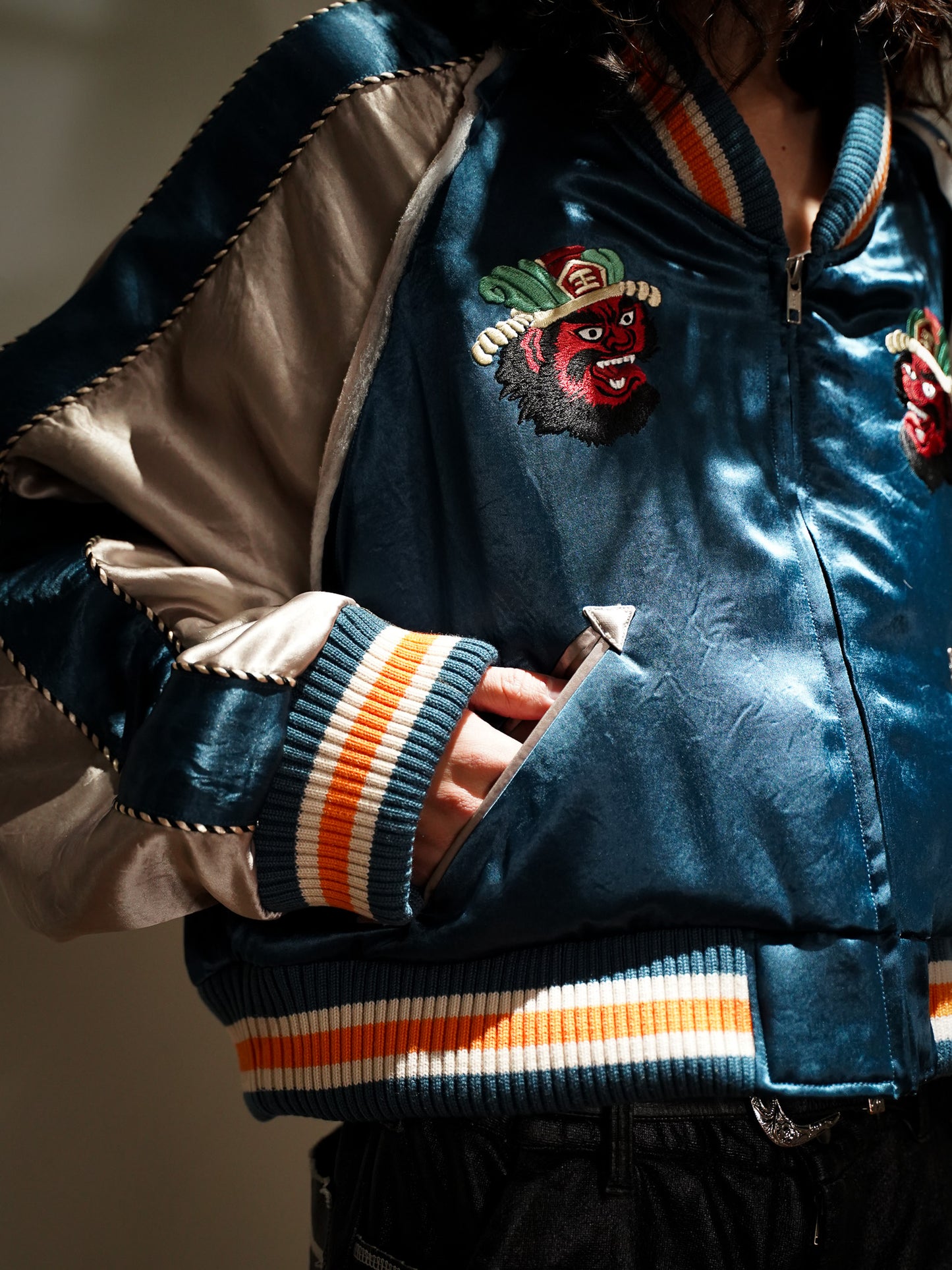 [残り1点] el conductorH CROPPED "YAMA KING" EMBROIDERED SOURVENIR JKT