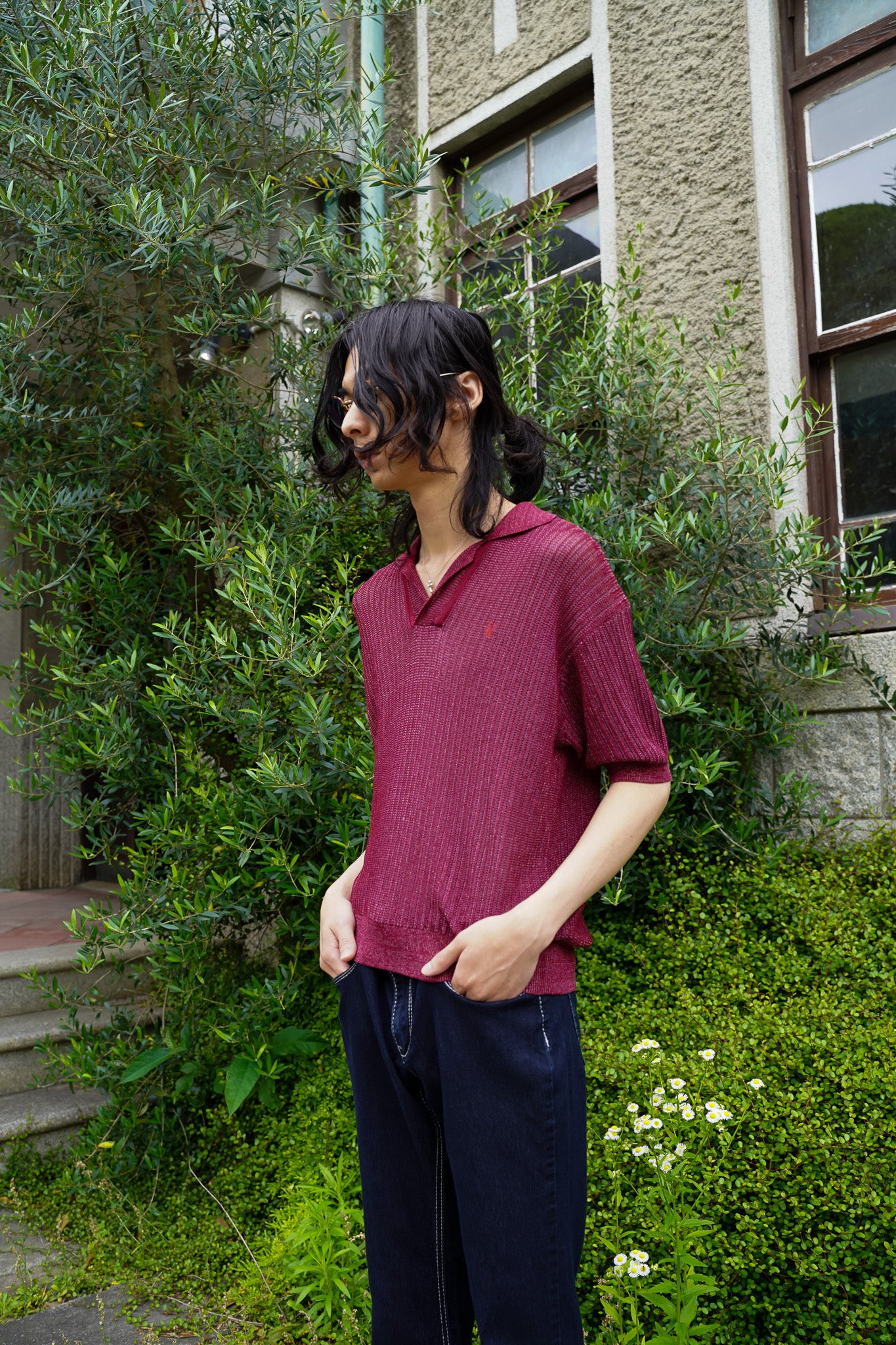 orimi 通販 ORIMI 通販 正規取扱店 NORANEKO ORIMI LAME SKIPPER KNIT POLO