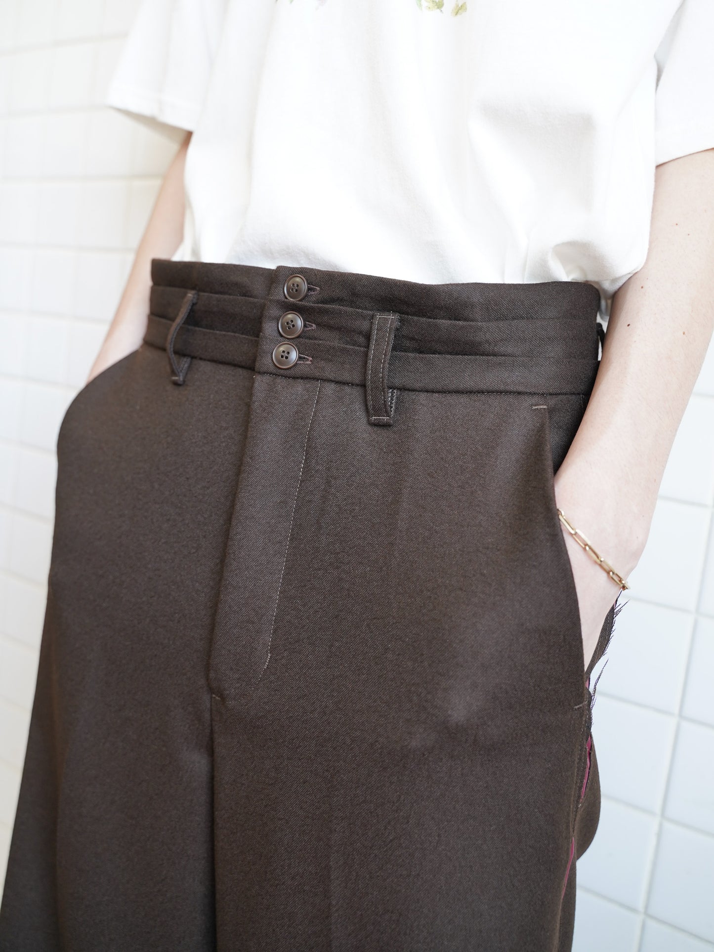 [残り1点]  meagratia Flano cummerbund trousers