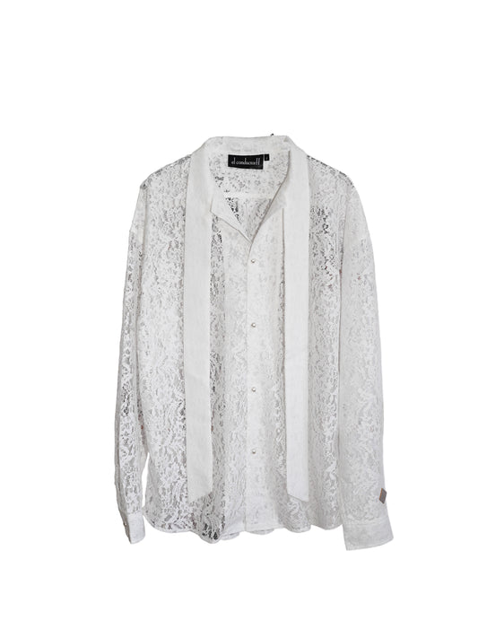el conductorH FLOWER LACE BOW TIE SHIRT