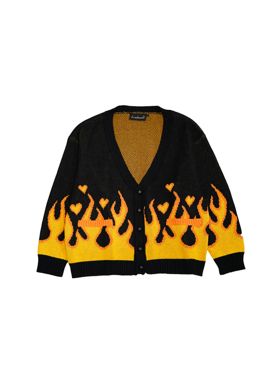 el conductorH COTTON KNIT FLAME PATTERN CARDIGAN
