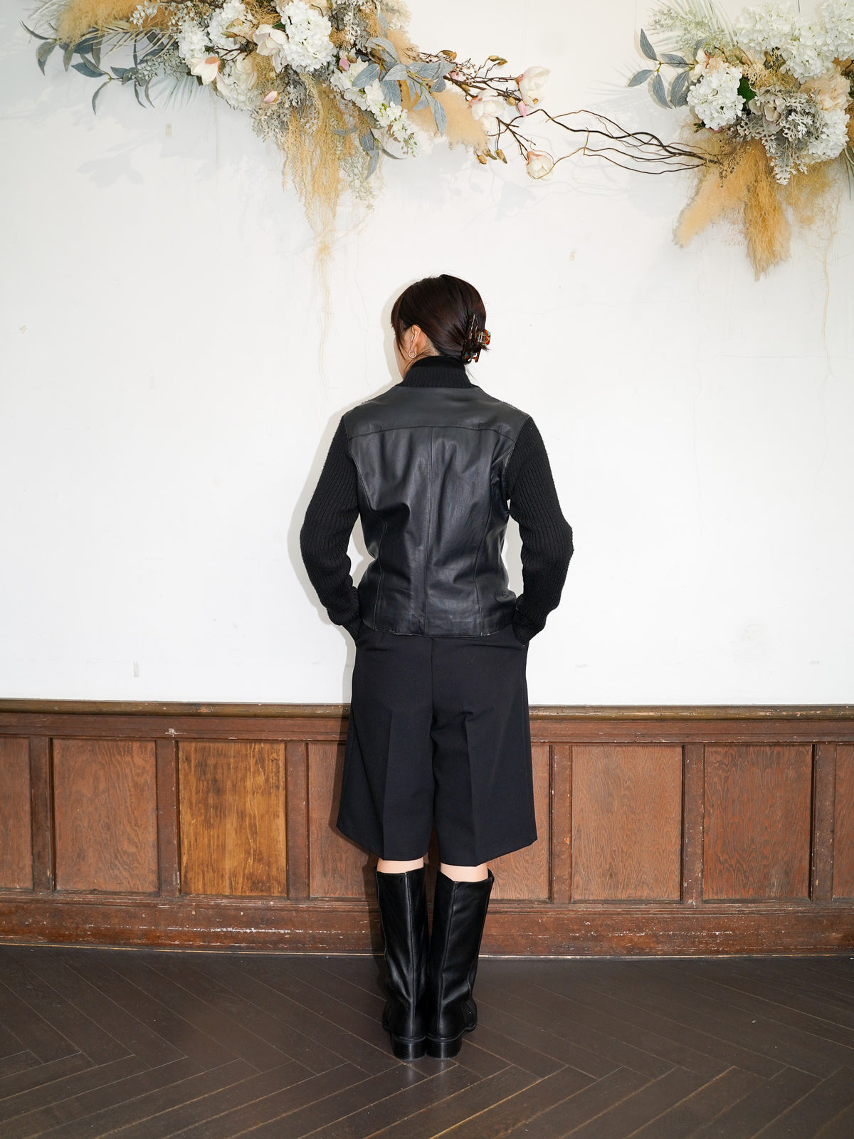 【GENDERLESS】Leather×Knit Zip Blouson