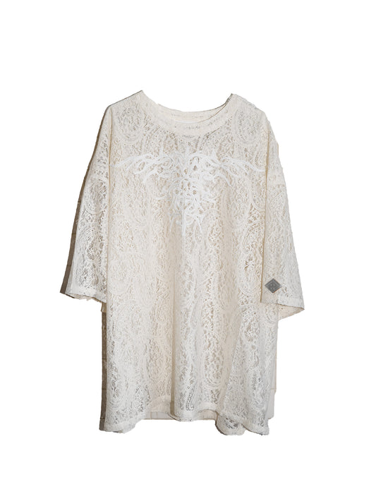 el conductorH CORD EMBROIDERED PAISLEY LACE S/S T-SHIRT