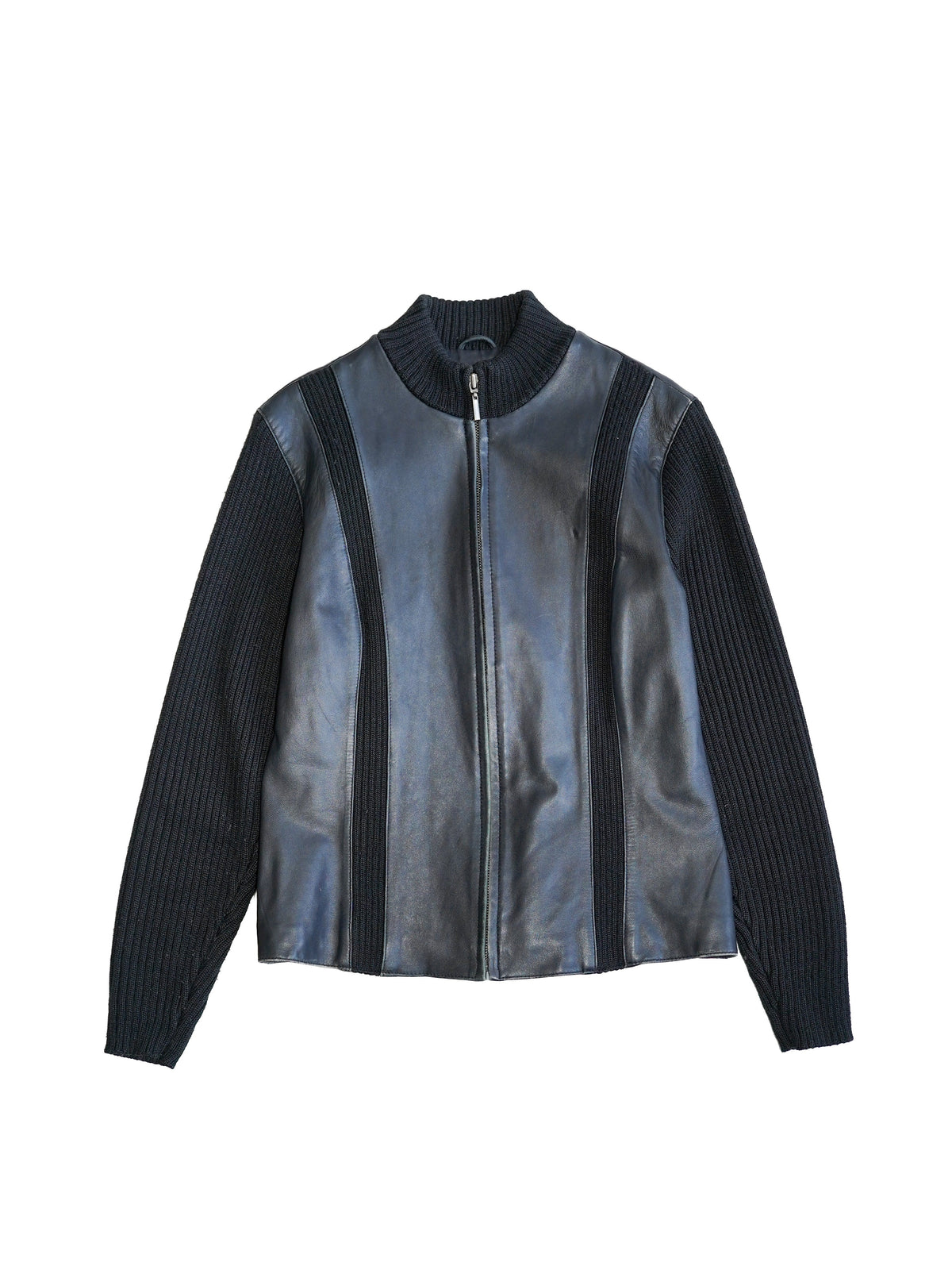 【GENDERLESS】Leather×Knit Zip Blouson