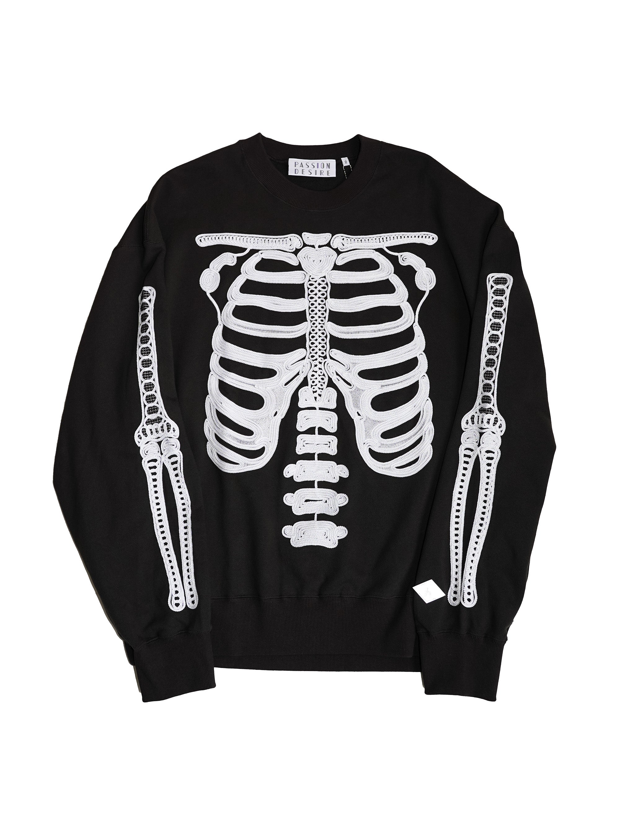 CORD EMBROIDERED CREW NECK SWEATER BONES el conductorH