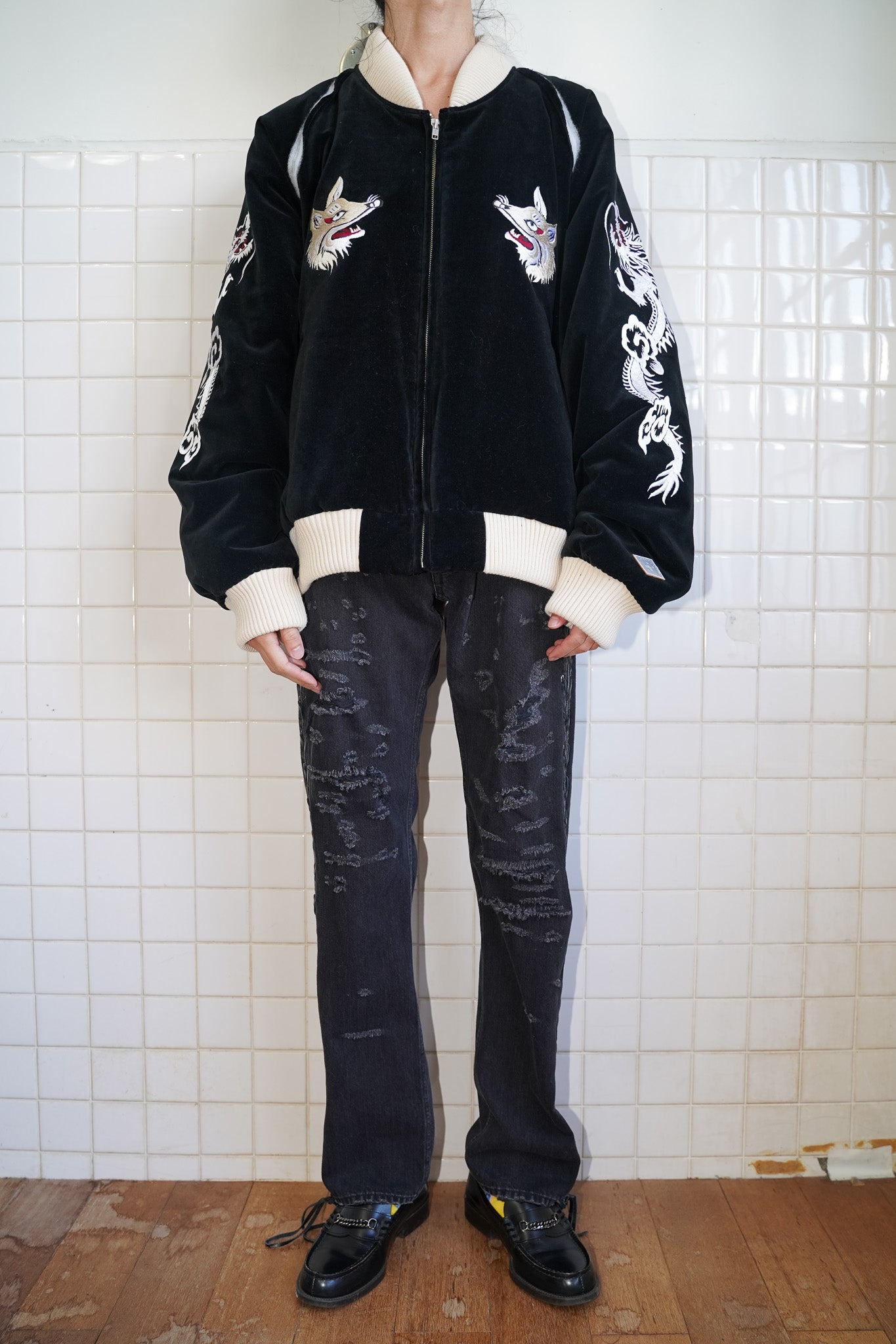 el conductorH VELVETEEN FOX EMBROIDERED SOURVENIR JKT コンダクター 