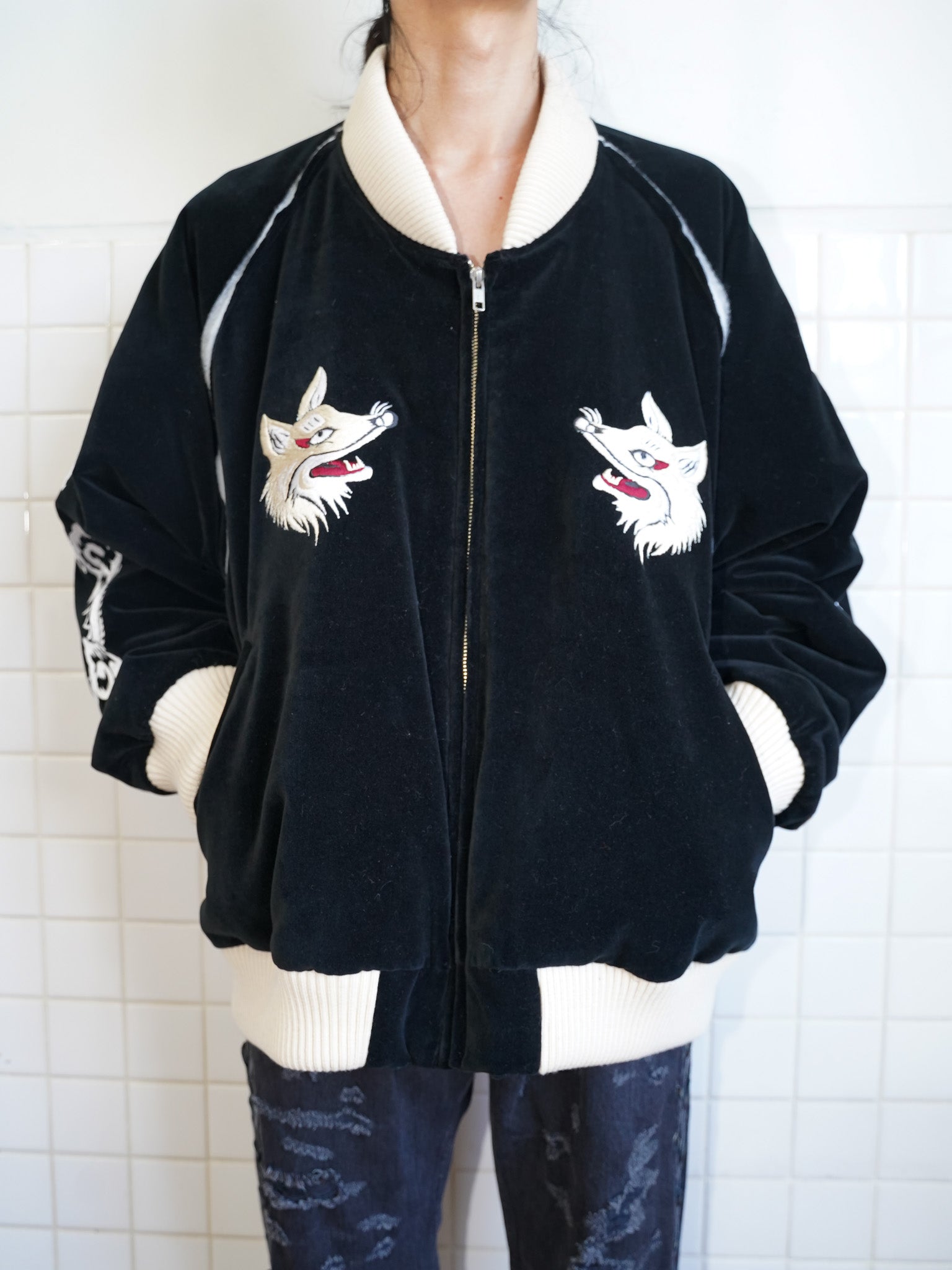 el conductorH VELVETEEN FOX EMBROIDERED SOURVENIR JKT コンダクター 